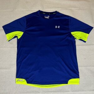 UNDER ARMOUR Athletic Tee -Navy and Neon Greed LG